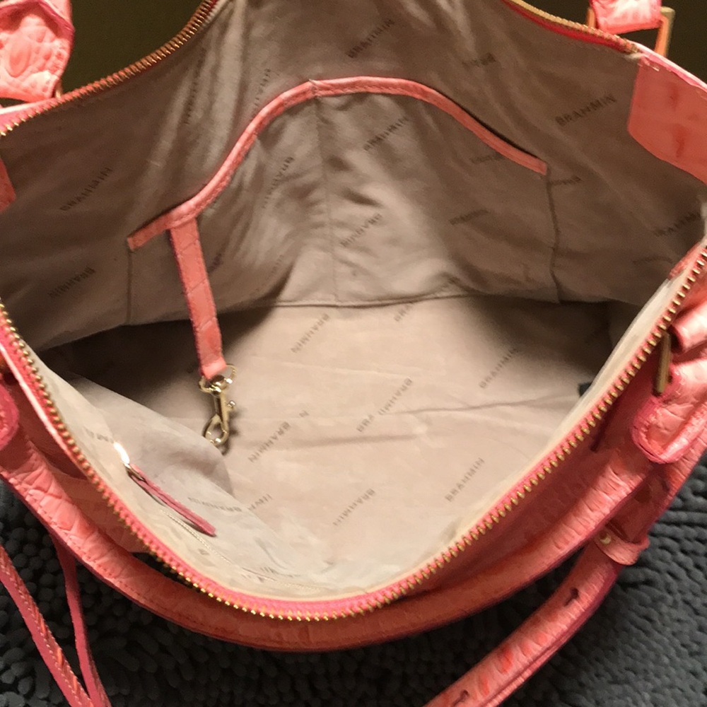 Brahmin Pink Embossed Croc Leather Shoulder Bag - Picture 9 of 10